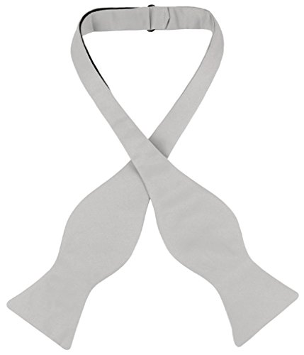 Vesuvio Napoli SELF TIE Bow Tie Solid SILVER GREY Color Men's Gray BowTie