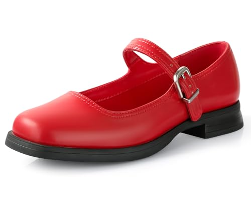 Ankis Mary Jane Shoes Women Pumps Comfortable Dress Shoes for Women Square Toe Wedding Shoes Low Short Block Chunky Thick Heels