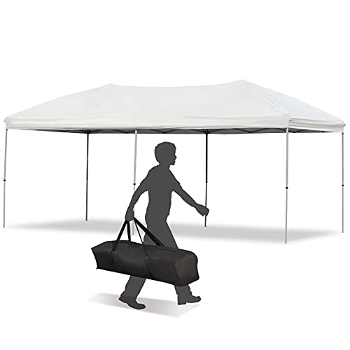 Crazy Deals Outsunny 10' x 20' Heavy Duty Pop Up Canopy with Durable Steel Frame, 3-Level Adjustable Height and Storage Bag, Event Party Tent for Patio Backyard and Garden, Cream White