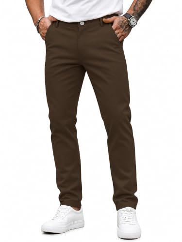 Image of HUNGSON Mens Chinos Dress Pants Slim Fit Stretch Business Casual Golf Work Slacks Trousers