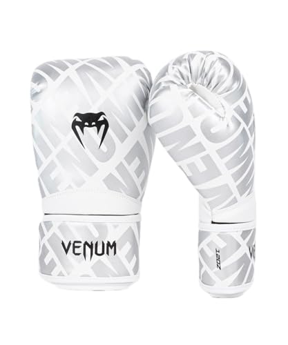 Image of Venum, Contender 1.5 XT Boxing Gloves, Unisex Adult, 14 Oz, White /Silver