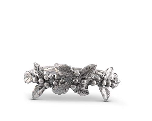 Vagabond House Solid Pewter Metal Holly Christmas Napkin Ring Diameter (Sold As Single Ring) Hand Crafted Holiday Heirloom 1.75 Inch Diameter #TOP13