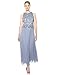J Kara Women's Sleeveless Beaded Pop Over Dress with Scarf Dress, Dusty Blue/Blue/Silver, 12