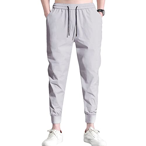 JEsilunmaMY Lightweight Sweatpant for Men Elastic Waist Ice Silk Stretch Jogger Pants Athletic Workout Summer Lounge Pants (Grey2,Large)
