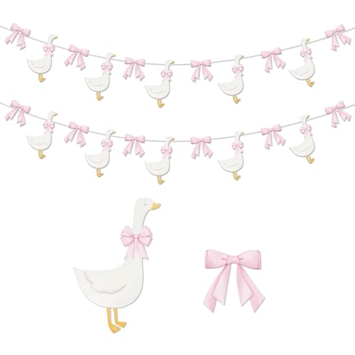 Image of TaoBary Pink 2 Set Bow Silly Goose Birthday Banner Silly Goose Party Decoration for Farm Animal Baby Shower Birthday Party Decorations