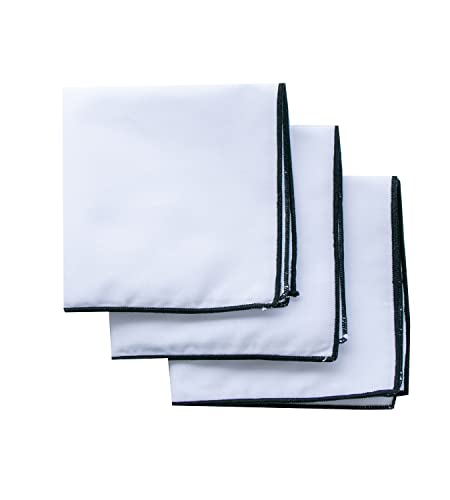 Image of 3-Pk Mens Cotton White Pocket Square with Color Border(10 Colors)