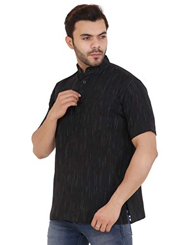 Image of LATEST CHIKAN Men's Cotton Regular Textured Short Kurta Half Sleeves - (SK-DJ)