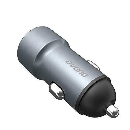 Dudao 3.4 Amp Dual Metal USB Intelligent Smart Chip Car Charger High Speed Plug Car Charger Compatible with Android and iOS Adapter Car Charger Socket Plug – Silver