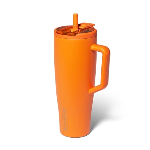 Image of BruMate Era Flip 40oz Tumbler with 100% Leakproof Covered Straw Lid | Hygienic Covered Straw | Insulated Stainless Steel Water Bottle with Handle | Cup Holder Friendly | BPA-Free (Clementine)