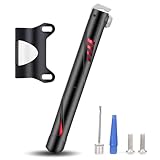 Mini-Fahrradpumpe,Tragbare Luftpumpe bis 120 PSI für Presta- & Schrader-Ventile, Leichtes Aluminiumgehäuse mit Halterung – Kompakter Reifenaufpumper für Rennrad & Mountainbike(Rot)