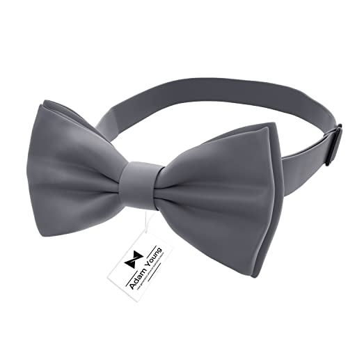 Image of Adam Young Men's Bow Ties Pre-Tied Style Formal Satin Classic Bowtie for Tuxedo Faux Silk