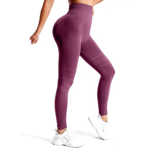 Deedlite Leggins Anticellulite Donna, Leggings 3D Modellanti a Compressione Graduata, Pantacollant Sportivi per Yoga e Uso Quotidiano (Rosso Scuro, S)