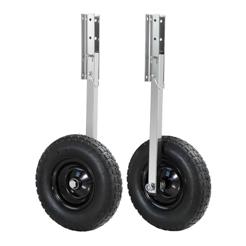 ZHAIUPON 12 Stainless Steel Boat Launching Wheels 600 LBS Load for Inflatable Rowing & Sailing VesselsBlack