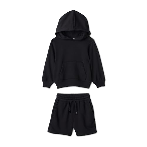 Image of Amazon Essentials Boys and Toddlers' French Terry Hoodie and Shorts Set with Kangaroo Pocket