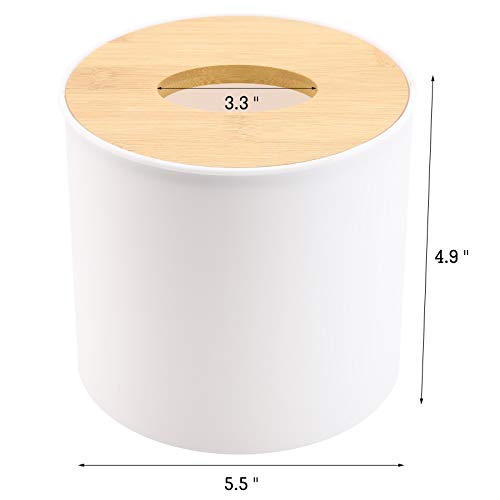 Tecbeauty Facial Tissue Dispenser Holder White Plastic Box Cover Napkin Organizer for Bathroom, Kitchen and Office Room Storage, Round