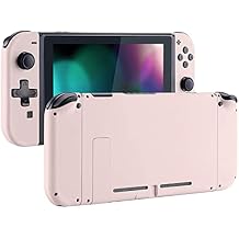 eXtremeRate Soft Touch Grip Back Plate for Nintendo Switch Console, NS Joycon Housing Shell D-Pad Version with Full Set Buttons, DIY Replacement Shell for Nintendo Switch - Cherry Blossoms Pink
