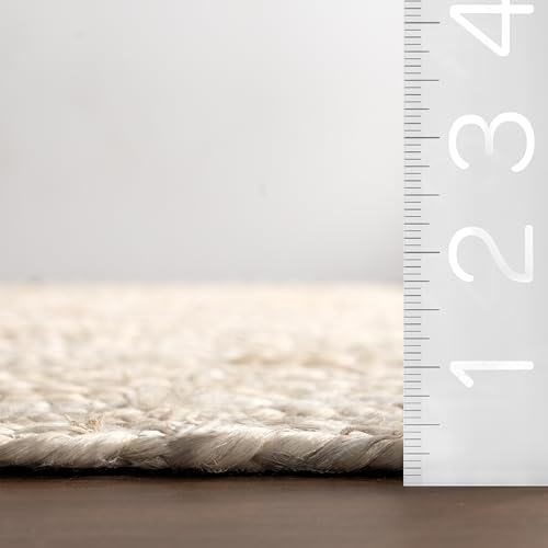 Image of Natural Jute Rounds Rug - Vibrant Color Handwoven Area Carpet for Living Room, Bedroom & Boho Decor - Eco-Friendly Circular Mat - Multiple Sizes & Colors -(Off White, 2x2 feet