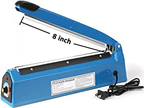 Impulse Sealer 8 Inch Manual Mini Bag Sealer Heavy Duty Heat Sealer Machine with Extra Replace Element Grip Manual Plastic Bags Sealer for Sealing Foods, PE & PP Bags