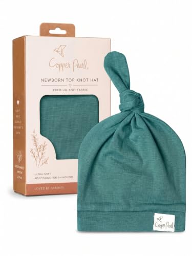 Copper Pearl Baby Beanie Hat Top Knot Stretchy Soft Journey