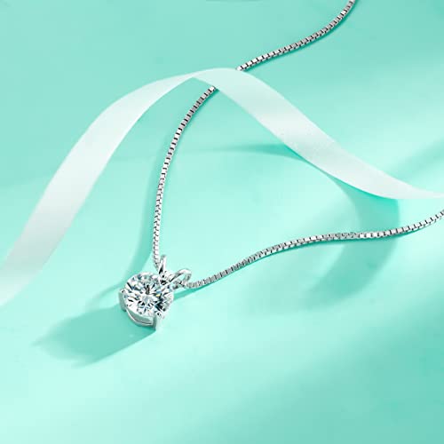 AnuClub Moissanite Pendant Necklace 1CT D Color VVS1 Round Cut 925 Sterling Silver Necklace for Women with Certificate4