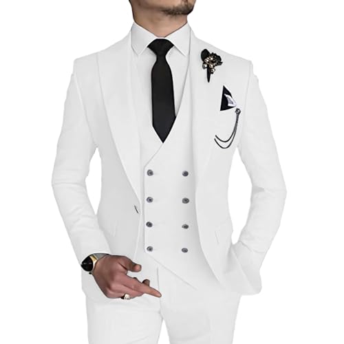 MOGU Mens 3 Piece Suit Slim Fit Tuxedo for Homecoming Wedding Prom Blazer Jacket Vest Pants with Tie Set - Main Image