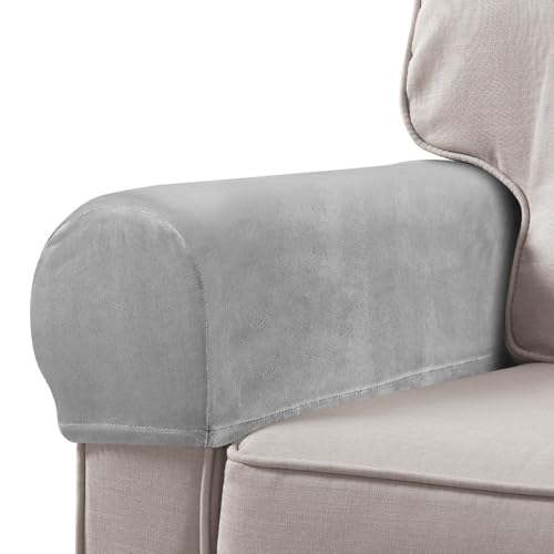 Homoyoyo Elastic Cover 2Pcs Stretch Armrest Covers Sofa Armrest Protector Chair Pillowcase Recliner Cushion for Recliner Armchair Couch Grey Sofa Armrest Cover（19.65x7.86x4.72inch）