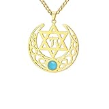 Collar para hombre, collar de estrella de David para mujeres y hombres, luna creciente, símbolo Chai, amuleto de judaísmo, joyería de regalo