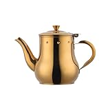 Buyer Star Stainless Steel Tea Pot with Removable Infuser, 17 Oz Pour Over Coffee Kettle for Coffee Shop, Western Restaurant, Bar and Home, Gold