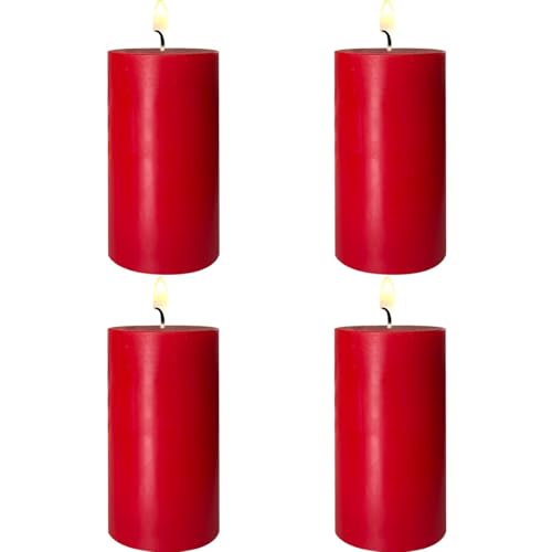 4 Pack Red Pillar Candles 2x4 Inch Long-Lasting Dripless and Smokeless Unscented Candles Ideal for Home Dcor Parties Weddings and Relaxation