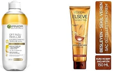 Garnier Skin Naturals Çift Fazlı Micellar Kusursuz Makyaj Temizleme Suyu (400 ml) + L'Oréal Paris Elseve Mucizevi Yağ Saç Güzelleştirici Krem (150 ml) - Kuru ve Sert Saçlar İçin