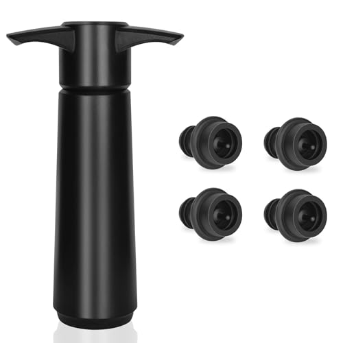 XBOGO - Bomba de Ahorro de Vino con 4 Tapones de vacío para Vino, Tapones para Botellas de Vino con Silicona de Grado alimenticio a Prueba de Fugas Que se Mantienen Frescos y Aptos para Todas Las