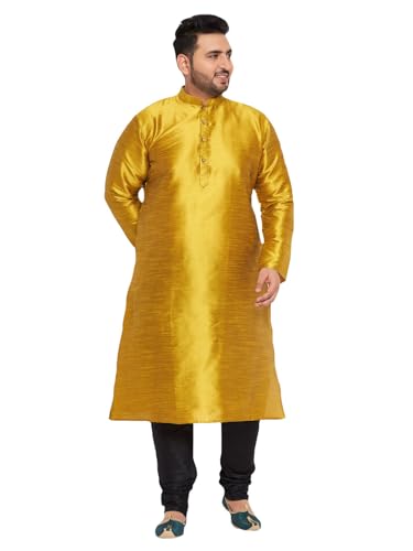Image of Vastramay Plus Men's White Silk Blend Kurta Pyjama Set VPLUSMKWH001nPBL 44 | Independence Day