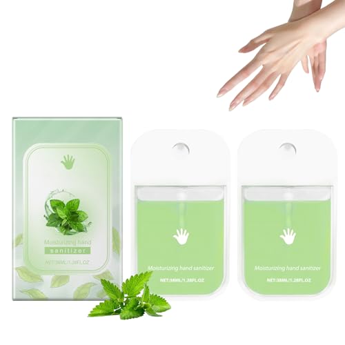 Spray Desinfectante De Manos Portátil, 2 Unidades, Hidratante, Secado Rápido, Fragancia Duradera, Diseño Estético, Ideal Para Viajes, Tamaño Mini Y Compacto (Menta)