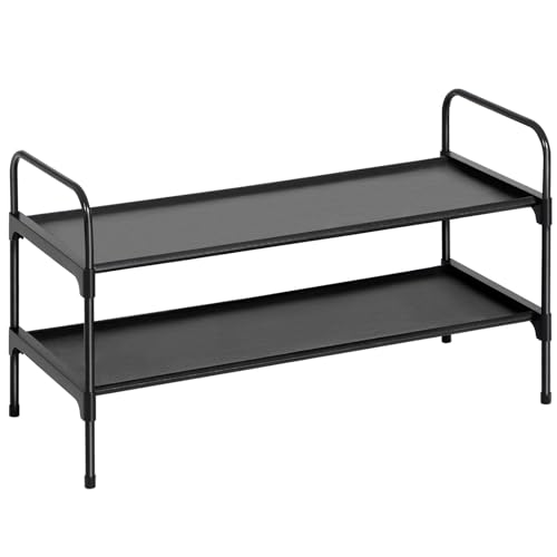 AMHANCIBLE Estante Zapatero, Zapatero de 2 Niveles, para 8-10 Pares de Zapatos, Organizador Zapato con Asas, para Pasillo, Sala, Dormitorio, 70 x 30 x 41,4 cm, Apilable