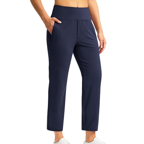 Women's Golf Pants Stretch High Waist Business Casual with Zipper Pockets Dressy Work Travel Slacks Athletic Workout