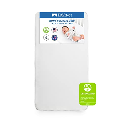 Davinci Deluxe Coil Dual-Sided Crib & Toddler Mattress, Extra Firm, Waterproof, Greenguard Gold Certified #TOP1
