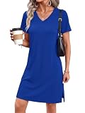 RUMIA Summer Dresses for Women 2026 Mini Vacation Dress V-Neck Short Sleeve A Line Beach Sundress...