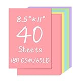40 Sheets Pastel Colored Cardstock 8.5'x11', 5 Assorted Light Colors 180gsm/65lb Card Stock,Construction Paper for DIY Crafts, Card Making, Scrapbooking, Party Decorations, Kids School Projects