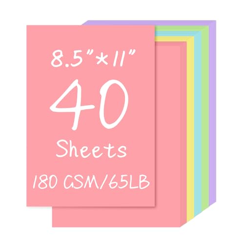 40 Sheets Pastel Colored Cardstock 8.5