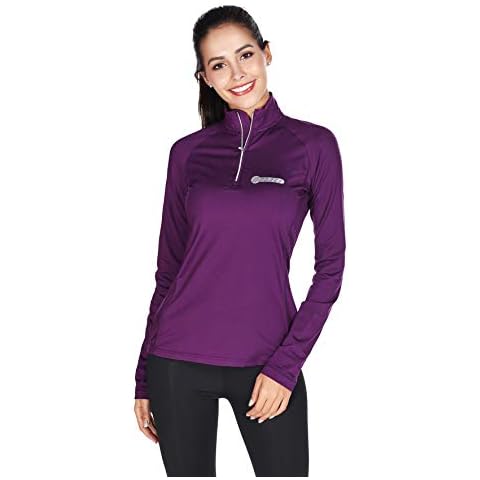 bpbtti Women Thermal Long Sleeve Cycling Running Quarter-Zip shirt-Wicking and Comfortable (purple, X-Large) Cover