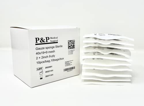 Gasas quirúrgicas estériles de algodón tejidas de alta calidad 8 capas 2"x2" Paquetes de 100, Caja de 500 unidades miniatura 6
