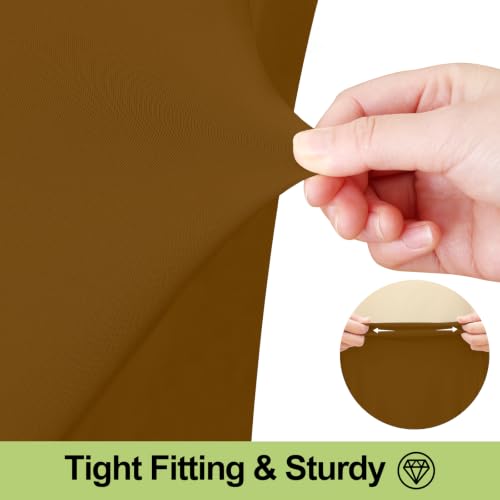 Image of Smiry 2 Pack Spandex Elastic Fitted Table Cloth Skirt for 6FT Table | Stretch Washable Table Cloth, Banquet Table Cover for Wedding, Party, Indoor & Trade Shows, (Dark Brown, 72Lx30Wx30H)