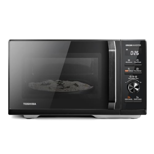 Toshiba MW3-AM25PFI(BK) Solo microondas 25L 900W con inversor original Chef-Defrost, 10 niveles de potencia, 7 menús automáticos, Easy Clean