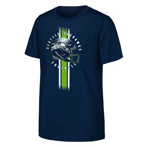Playera Seattle Seahawks Azul Marino de Ajuste Cómodo que Evita las Rozaduras Textiles
