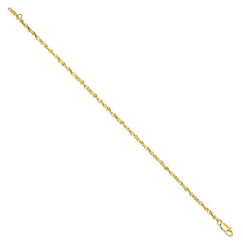 Image of 2mm-3mm 14k Yellow Gold Plated Twisted Singapore Chain Link Bracelet