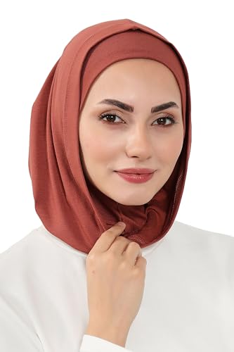 Aisha's Design Full Coverage%95 Cotton Bonnet for Women, Ready-to-Wear Hijab Bonnet Headscarf with Neck Coverage