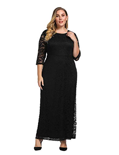 Chicwe Women s Plus Size Stretch Lace Maxi Dress - Evening Wedding Cocktail Party Dress Black 4X