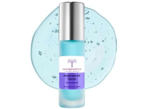 NOVA DERM INSTITUTE Fountain of Youth Hyaluronic Acid Gel I Ultra Hydrating Gel Moisturizer I Peptide Serum for Face with Peptides I Dry Flaky Face I Sensitive Skin Care (1 fl.oz/ 30 ml)