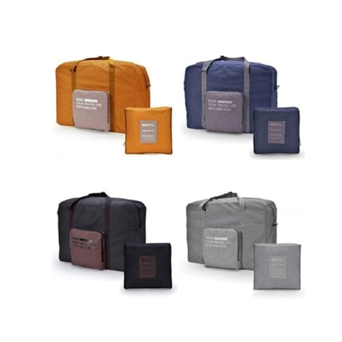 Folding Traveling Bag Oxford Cloth Hand Luggage Travel Bags for Men and Women Weekend Travel Bag (Gray 1PCS) (Orange 1PCS)4