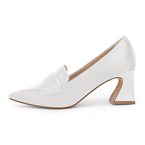 Image of Women's Chunky Block Low Heels Pumps Stitching Retro Work Office Dress Shoes